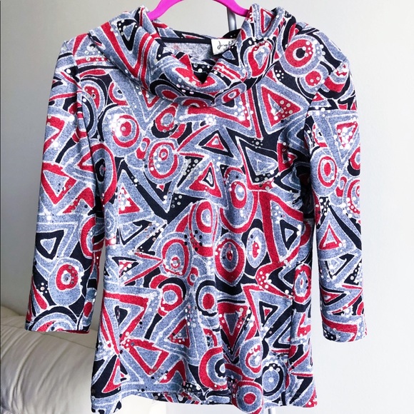 Joseph Ribkoff Grey Red Black Turtleneck Sweater - Picture 1 of 1